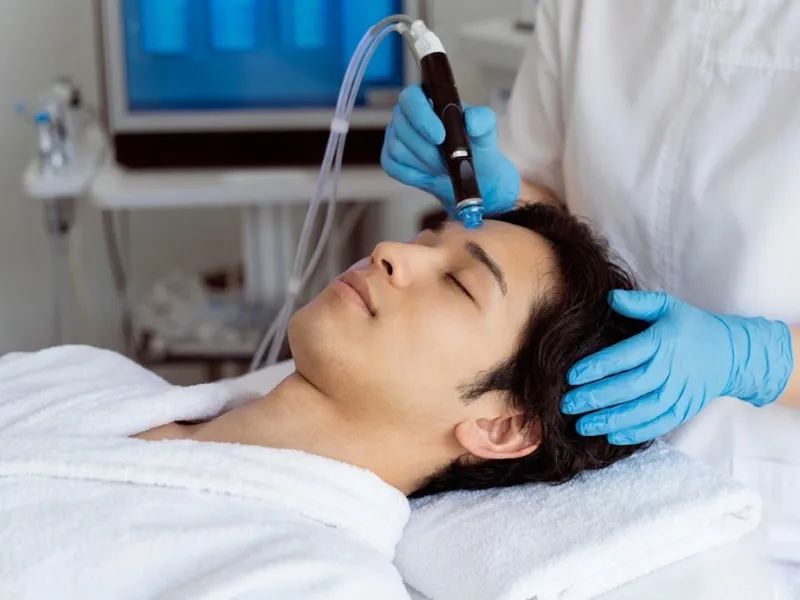 男の肌管理の施術風景