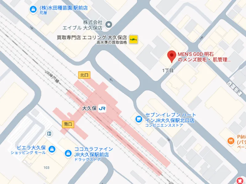 MEN'S GOD 明石のメンズ脱毛・肌管理 地図